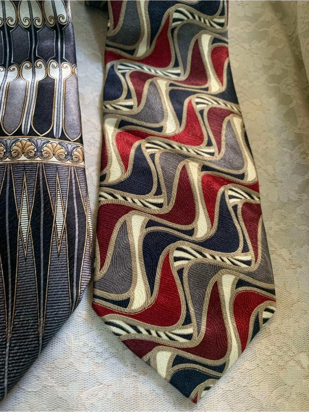 Lot of 4 Today's Man Neckties 100% Silk Multicolor Pattern Bundle Colorful Gray